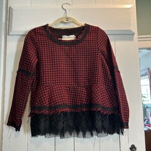 NWT Black and Red Wool Top